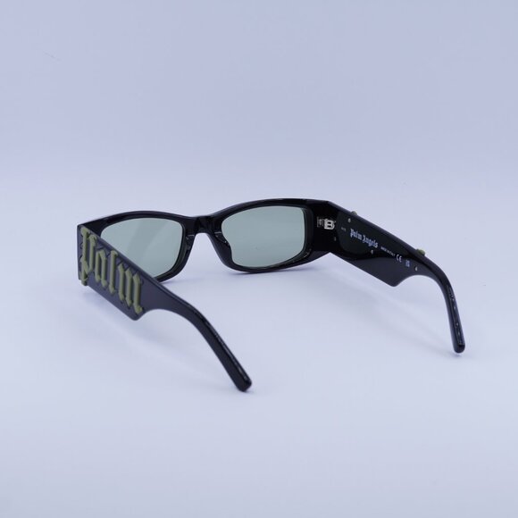 Palm Angels PERI007 ANGEL 1055 Sunglasses Black Rectangle Frame, Green Lenses - Picture 7 of 11